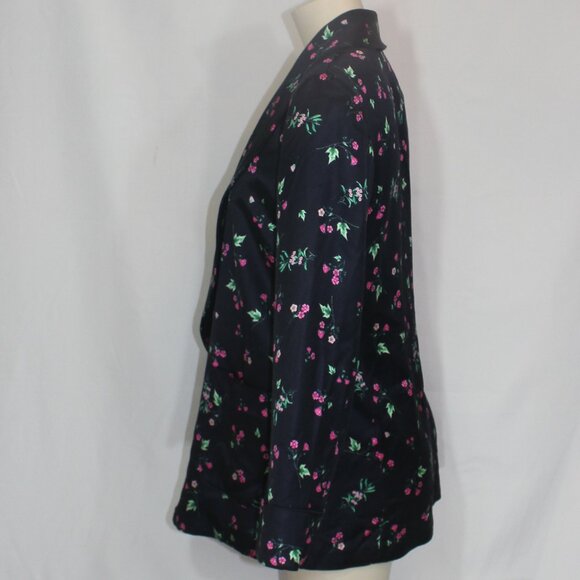 Racil Floral navy Floral front open Blazer Jacket 2 pockets size 36/small - Picture 4 of 8